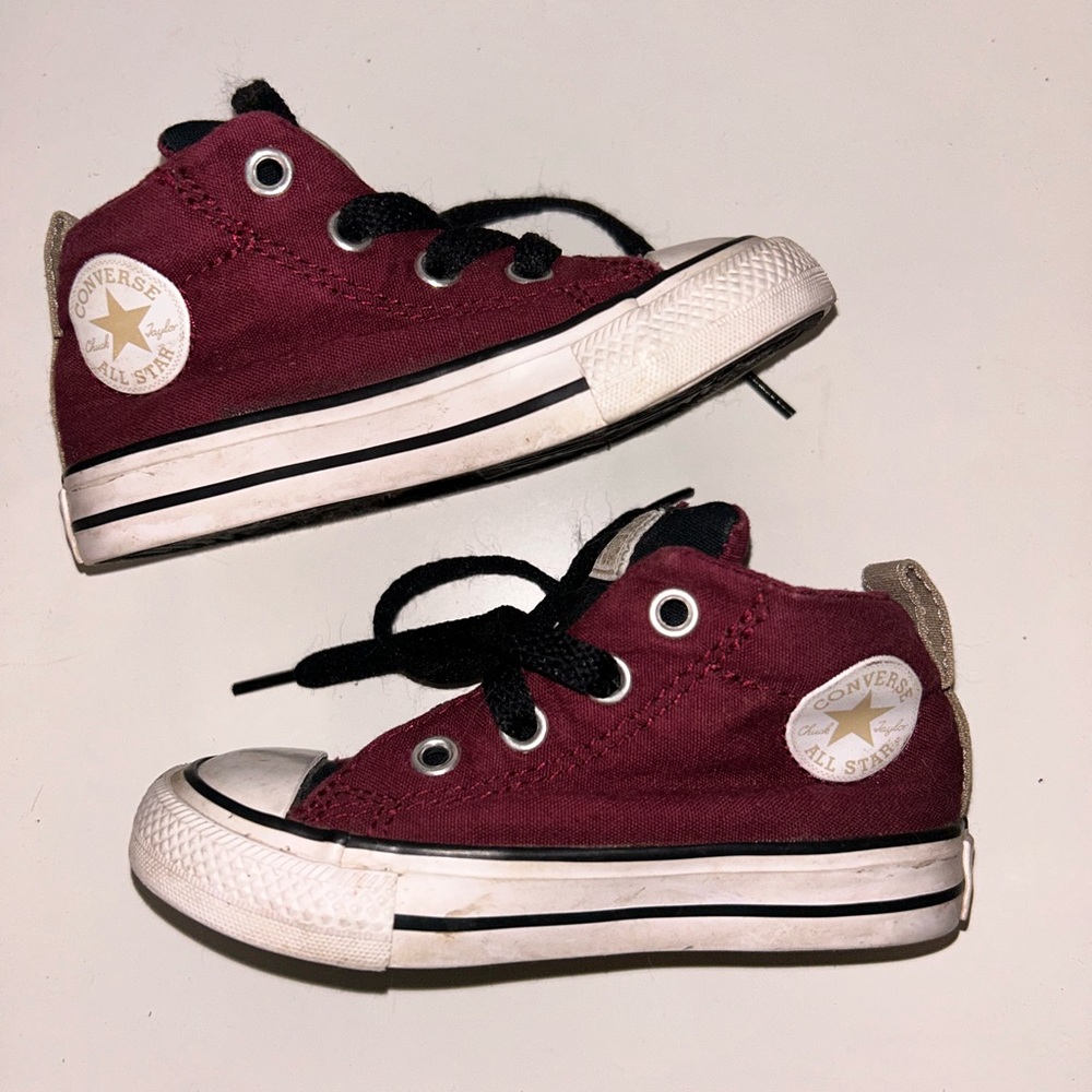 Converse Kids Burgundy High-Top Sneakers with Black Laces